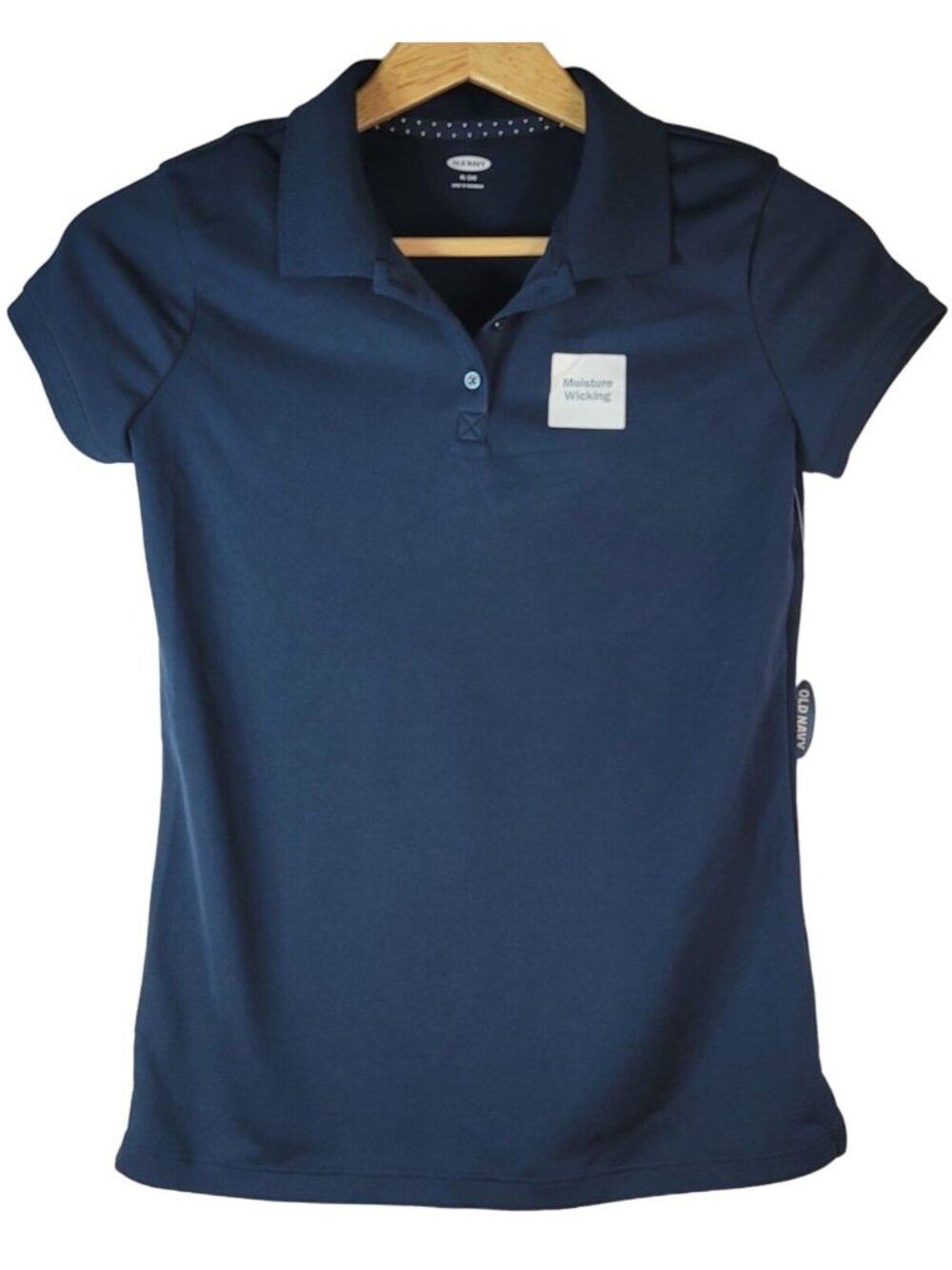 Old Navy Girls Uniform Polo Top Blue XL 14 Moisture Wicking Short Sleeve NEW